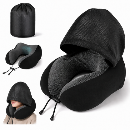 Almohada de viaje con capucha | Privacidad y cero interrupciones