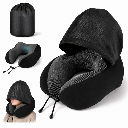 Almohada de viaje con capucha | Privacidad y cero interrupciones