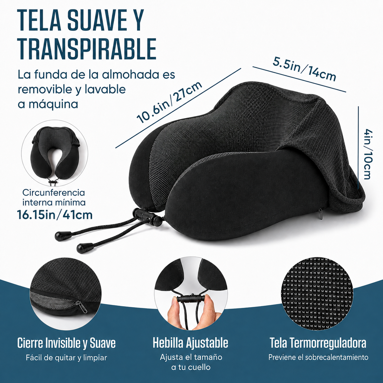 Almohada de viaje con capucha | Privacidad y cero interrupciones